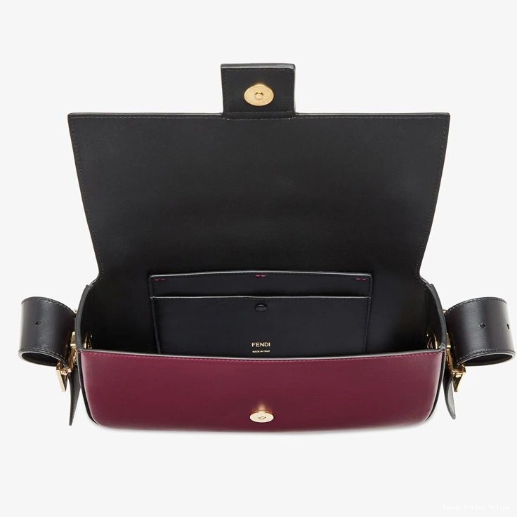 Affordable Fendi Medium Leather Burgundy Nappa In Baguette Bag Twist 0807